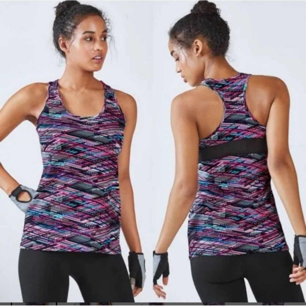 Fabletics  Purple Digital Print Mary Racerbank Tank Sz m